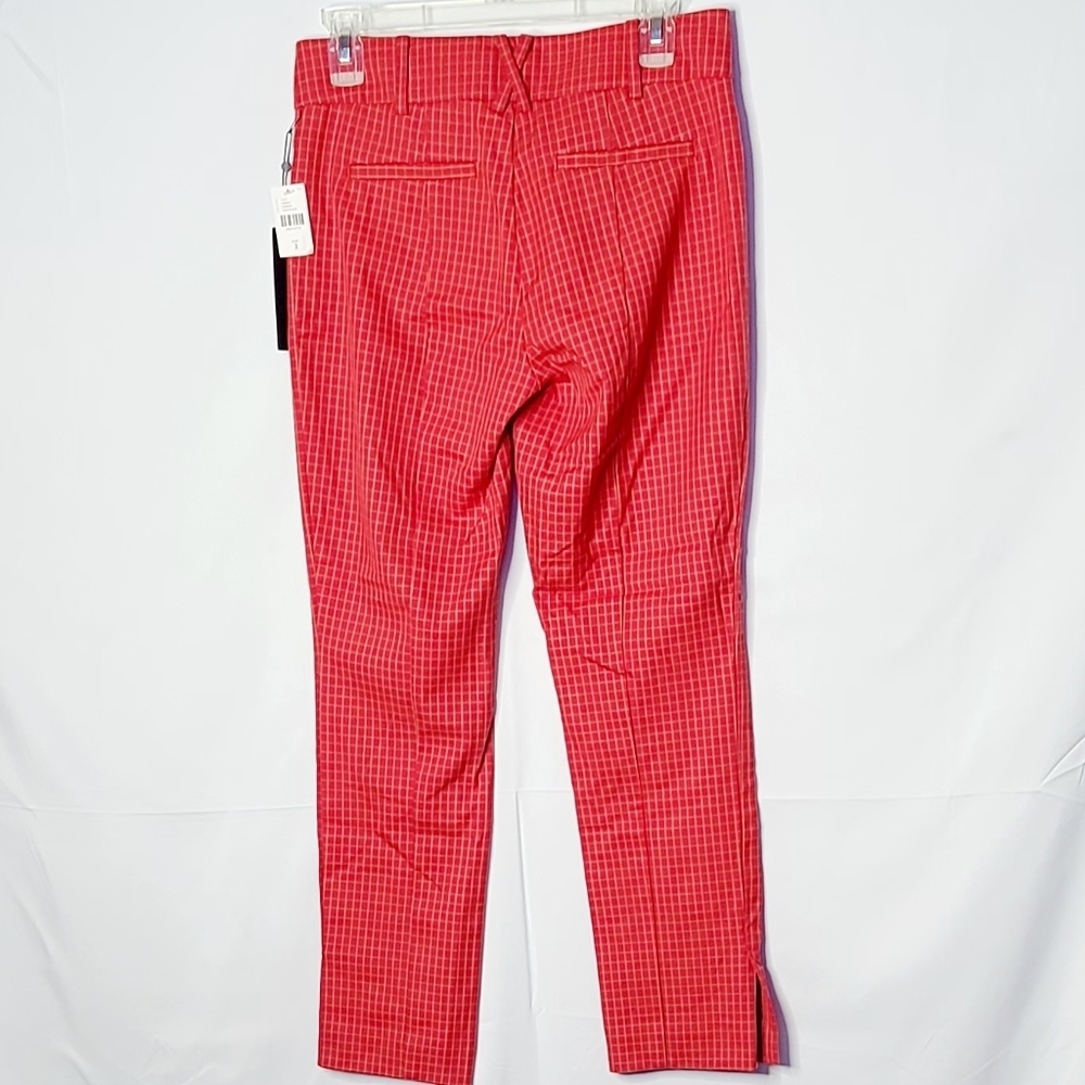 NWT Anthropologie straight leg checkered red career business work pants sz 2 - Picture 7 of 11